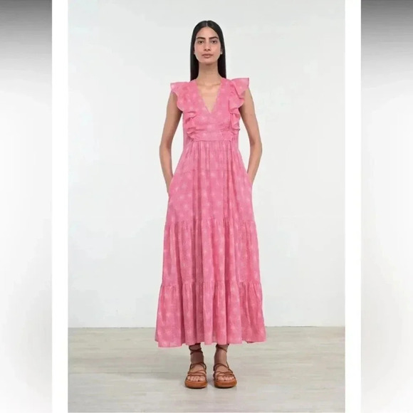 Banjanan Orion Maxi Dress Petal Power Fuchsia Floral Cotton Voile Bohemi… - Picture 5 of 16